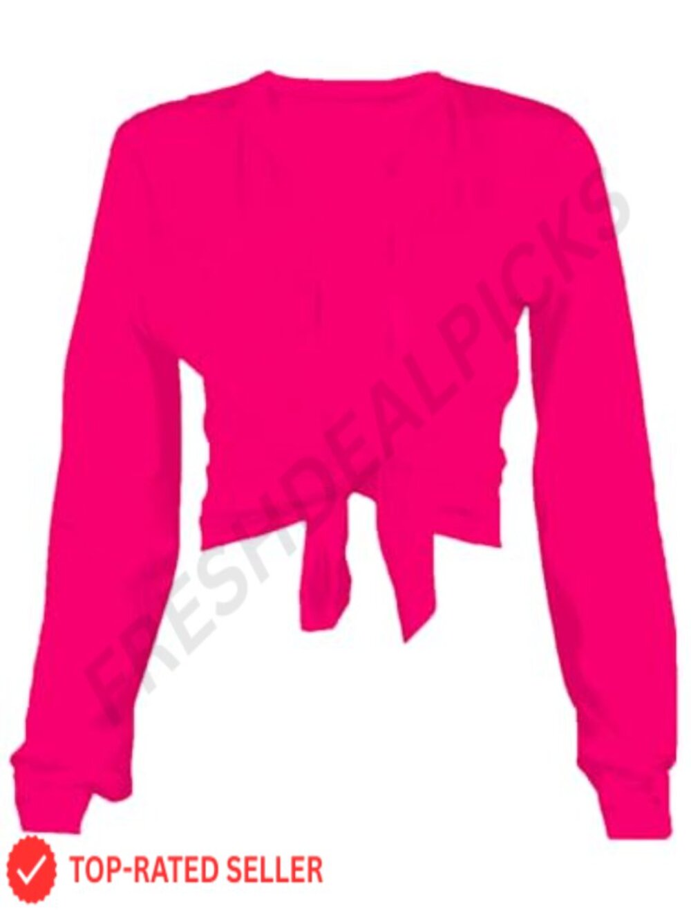 Women's Tie Front Crop Top Long Sleeve Plunging V-Neck Sexy Going Out Shirt